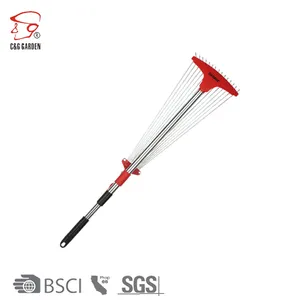 RK15-209 15Tines bahçe yaprağı tırmık alüminyum boru çelik komisyon bahçe ayarlanabilir çocuk tırmık