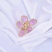 Anillo de Flor Grande Exagerado con Personalidad Europea y Americana, Anillos Ajustables de Piedras Preciosas y Diamantes de Imitación, Anillo Colorido de Zirconia para Fiesta de Mujer