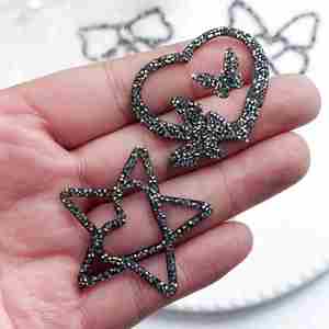 Accessoires DIY : Strass thermocollants/auto-adhésifs, Série creuse (Nœud, Étoile, Papillon, Cœur) pour décorations de sacs - Product Image 3