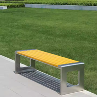 Banc de jardin en bois massif de style traditionnel, écologique, long, en composite plastique et métal, avec accoudoirs