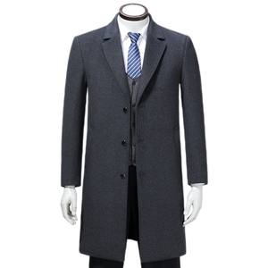 <span class=keywords><strong>Trench</strong></span>-<span class=keywords><strong>coat</strong></span> <span class=keywords><strong>homme</strong></span> en laine mélangée à pois col cranté simple boutonnage pardessus mi-<span class=keywords><strong>long</strong></span> veste d'affaires - Product Image 4