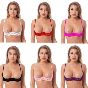 Sujetadores de encaje floral transparente sexy para mujer con aros, lencería para citas, noche de bodas, regalo de San Valentín - Product Image 2