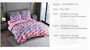 Ensemble de literie 3 pièces imprimé numérique 5D 100% polyester motif coeur pour les quatre saisons pour la maison et l'hôtel Vente en gros Nouvel arrivage - Product Image 3