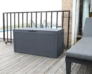 Garden Storage Box 380L/100Gal Weatherproof Resin Outdoor Garden Deck Storage Box/Cushion Box