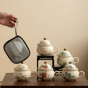 Offre Spéciale Portable Céramique Métal Service À Thé Portable Tasse À Thé Séparation De L'eau Thé Réglage pour Bureau Camping En Plein Air - Product Image 1