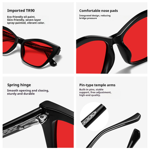 <span class=keywords><strong>Gafas</strong></span> Sunray con Protección del 80%-100%, Montura TR90 Estilo Ojo de Gato, Lentes CR39 Naranjas, para Uso Nocturno, Mejoran el Sueño, Bloquean la Luz Azul - Product Image 4