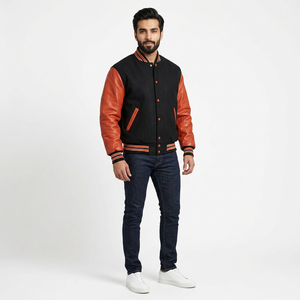 FINER THREADS Customized Packing Stand Collar Winter Varsity Jacket Custom Front Logo Label Button Style Streetwear 100% Men - Product Image 1