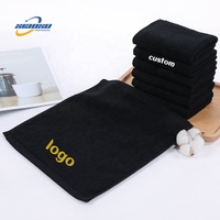Serviettes en Coton Noires Personnalisées avec Logo pour Salons de Coiffure et Esthétique, Vente en Gros