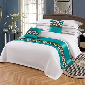 Manufacture Bedding Set Custom 100 Cotton Hotel Bed Runner Cushions Bedsheet Sets