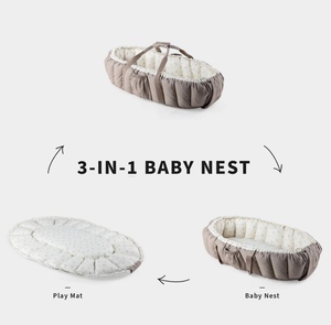 Tapis de jeu détachable 3 en 1 de haute qualité nid de lit personnalisé pour nouveau-né avec poignées 100% coton 0-12 mois nouveau-né doux lit de transport pour bébé - Product Image 6