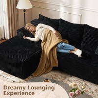 Canapé d'angle convertible en tissu 96 pouces en forme de L, rembourré, avec livraison gratuite, en stock, pour salon, compact, livré en boîte