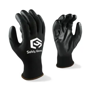 CY 13g sarung tangan kerja konstruksi kulit PU, sarung tangan mulus rajut tinggi untuk Kerja anti statis