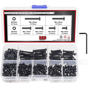 M3 Hex Button Head Cap Screws Nuts Kit 360pcs Grade 10.9 Alloy Steel With Hex Key <b>Tool</b> <b>Set</b> - Product Image 1