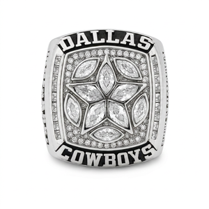 Bague de championnat moderne Dallas Cowboys Star en acier inoxydable plaqué argent avec zircone cubique, cadeau pour homme - Product Image 1