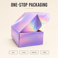 Personnalisation d'emballages cadeaux haut de gamme : cartons ondulés holographiques or/argent avec impression de logo