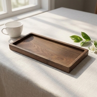 Maison Naturelle Rectangulaire Petit Plateau de Rangement en Bois de Noyer Noir Plateau de Service pour Aliments Cosmétiques Bijoux Parfum Bougie
