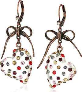 Wowei Fashion Multi Colorful Lucite Crystal Bowknot Drop Heart Resin Dangle Earrings For Women