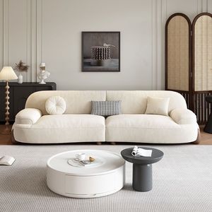 Divano Reclinabile in Tessuto Bianco Soffice a Due Posti con Seduta Profonda, Design Confortevole per Appartamenti e Hotel - Product Image 1