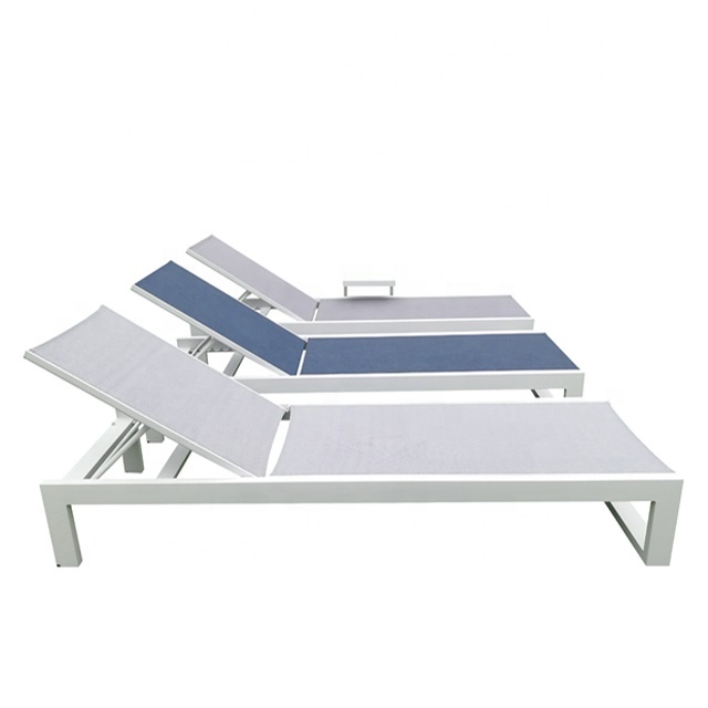 Extérieur Bleu Chaise longue bain de Soleil En Aluminium D'hôtel De Plage Piscine Chaises Avec Table D'appoint