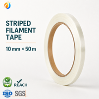 Ruban adhésif filamenté rayé translucide 10 mm x 50 m, renforcé de fibre de verre, résistant à la déchirure, homologué 600 V pour pack de batteries