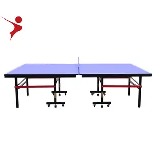 Thuis Indoor Opvouwbare Tafeltennistafel Beweegbare Standaard Spel Tab China Goedkope Prijs Blauw Vouwen Benen Ping Pong Tafel