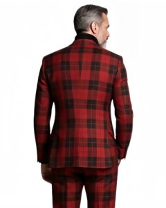 Manteau de Costume Élégant à Carreaux Rouges et Noirs pour <span class=keywords><strong>Homme</strong></span> 2026 – Tenue Formelle et Décontractée de Créateur Moderne et Tendance - Product Image 4