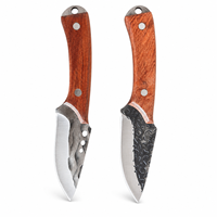 Couteau à dépecer en acier inoxydable 4cr13 forgé à la main, manche en bois de rose, mini couteau de boucher, couteau de chasse portable pour le camping en plein air, OBM