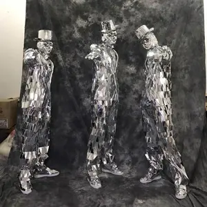 2023 серебряные зеркальные Мужские костюмы/костюмы взрослые женщины косплей зеркало костюм для представлений