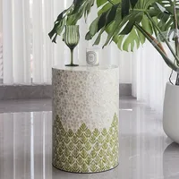 Table basse ronde moderne en bois massif avec plateau en marbre, design plage, durable, pour salon, mobilier de maison 2024