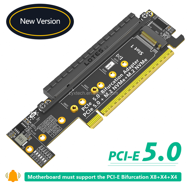 PCIe 5.0 X16 to Dual NVMe and More PCIe X16 (x8 Signal) Adapter for M.2 NVMe SSD (PCI-e Bifurcation Required)