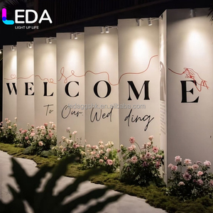 LEDA Elegant Wedding Double-sided Welcome Sign <b>Backdrop</b> Wall Custom Pattern Wave Screen <b>Backdrop</b> <b>Stand</b> for Decoration - Product Image 2