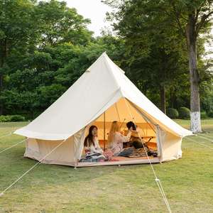 Açık Hava Kamp Çadırı Yurt Çadırı Tek Yatak Odalı Çelik Borulu Dört Mevsim 1-2 Kişilik Çan Şeklinde Tenteli Pamuklu Piramit Fırtınaya Dayanıklı - Product Image 3