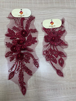 Applique en dentelle perlée pour robe de mariée, patchs brodés à sequins, embellissement, artisanat DIY, applique florale 3D (paire)