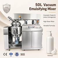 Machine à émulsifier sous vide 50L pour la fabrication de savon liquide, homogénéisateur de crème et lotion cosmétique, mélangeur à cisaillement élevé en acier inoxydable 316L
