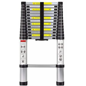 3.8米13级铝合金伸缩梯防滑脚家用户外作业结构加长阶梯折叠梯 - Product Image 1