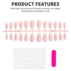 <span class=keywords><strong>Uñas</strong></span> Postizas Acrílicas <span class=keywords><strong>de</strong></span> Alta Calidad en Color Rosa Nude <span class=keywords><strong>para</strong></span> Chicas, 24 Piezas, Forma Ovalada Corta, Puntas Francesas, Estilo Y2K, <span class=keywords><strong>para</strong></span> <span class=keywords><strong>Novias</strong></span> y Bodas - Product Image 4