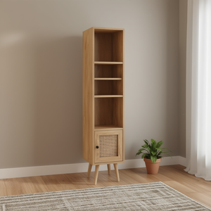 Libreria autoportante a 4 ripiani, alta 137 cm, in legno, stile Mid-Century Modern, per soggiorno - Product Image 2