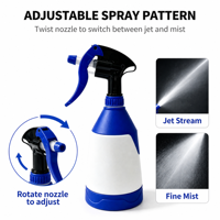 Bouteille pulvérisatrice à gâchette en HDPE de 650 ml, buse réglable, pulvérisation de la brume au jet, pulvérisation à 360 degrés, nettoyage de voitures, jardinage, bouteille pulvérisatrice multicolores