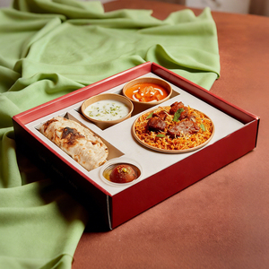 Custom Eco-Friendly Disposable Chicken Biryani Kebab Takeaway <strong>Lunch</strong> <strong>Boxes</strong> White <strong>Cardboard</strong> Four-Color UV Printed - Product Image 2