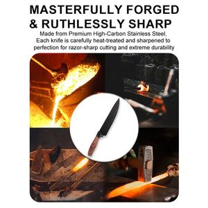 Popular 9pcs Non-Stick Coating Stainless Steel <b>Kitchen</b> Chef Knife Set Paring Knives with Sharpener <b>Scissor</b> and Rotating Stand - Product Image 3