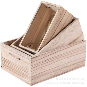 Boîte de rangement en bois rectangulaire empilable sans couvercle, organisateur décoratif mural pour la maison, le bureau, la chambre à coucher, la salle de bain - Product Image 2