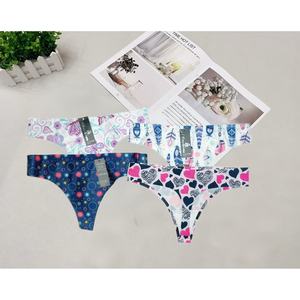 Của phụ nữ liền mạch thong quần lót khác nhau in mẫu thoải mái Bông miếng vải hình tam giác sexy OEM bán buôn xuất khẩu đồ lót-Kích thước XL - Product Image 2