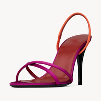 Sandales à talons aiguilles pour femmes, colorblock, à bout pointu, à bride arrière, à fines brides, couleurs vives, vente en gros, OEM, personnalisables