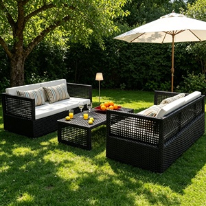 Canapé d'extérieur moderne en rotin, résistant aux intempéries, combinaison de meubles en osier pour jardin, balcon, villa – Vente directe usine à prix abordable - Product Image 2