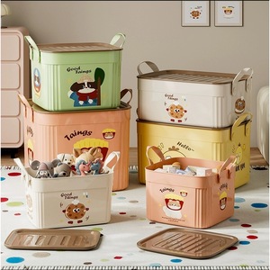 Cartoon Plastic <b>Storage</b> <b>Box</b> With Lid Rectangle Household Organizer For Toys And Miscellaneous Items - Product Image 3