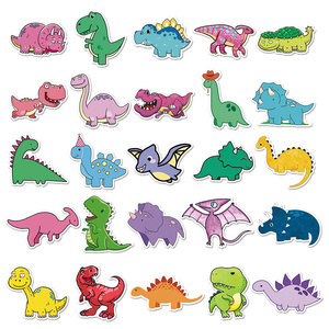 100 pièces usine directe pas cher décoratif amusant petit dinosaure autocollant moto guitare bouteille d'eau bureau garde-robe autocollant - Product Image 4