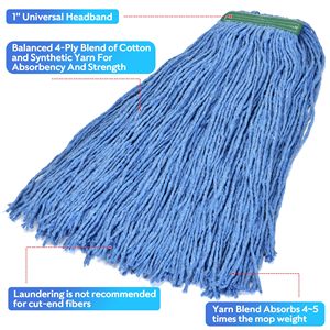 Isi ulang kepala pel pembersih tali lingkaran katun putih basah penggantian kepala pel komersial tugas berat - Product Image 2