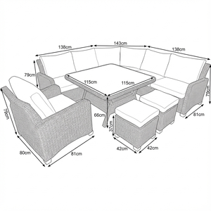 Ensemble de conversation moderne en aluminium osier et rotin ensemble de coin canapé <span class=keywords><strong>à</strong></span> manger pour patio cour parc-imperméable et durable <span class=keywords><strong>à</strong></span> l'extérieur - Product Image 6