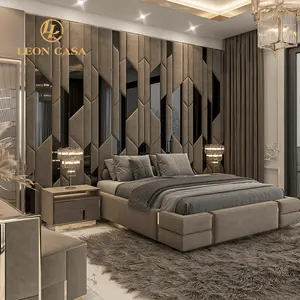 Manufacturer Customization Luxury Bedroom Bed Set Big Headboard King Size Latest Italian Modern Luxury Bed
