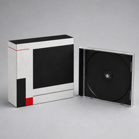 Boîte de rangement pour CD en acrylique transparente personnalisée de style industriel minimaliste avec boîte extérieure en papier imprimé